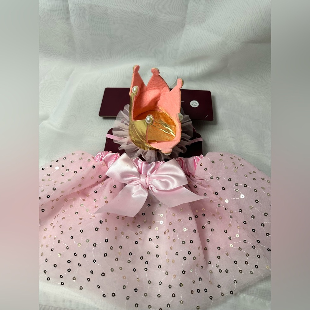 Pink and Gold Tutu and Pet Crown for dogs